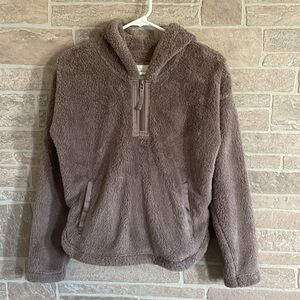 Abercrombie Kids Brown Sherpa Half Zip Hoodie